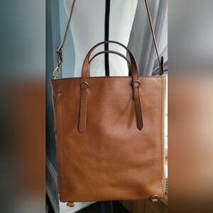 Fossil Camilla Tan Leather Convertible Tote Backpack